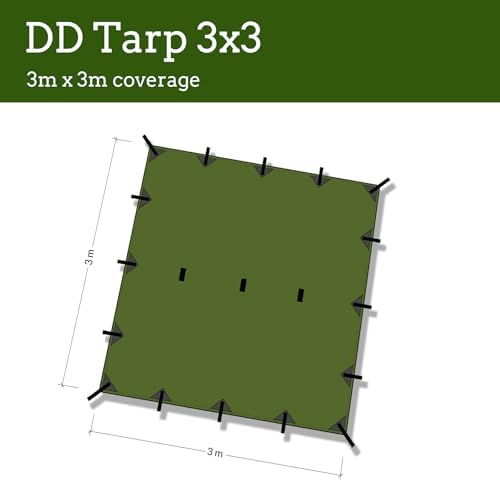 DD Tarp 3x3 packed with pegs and guy lines