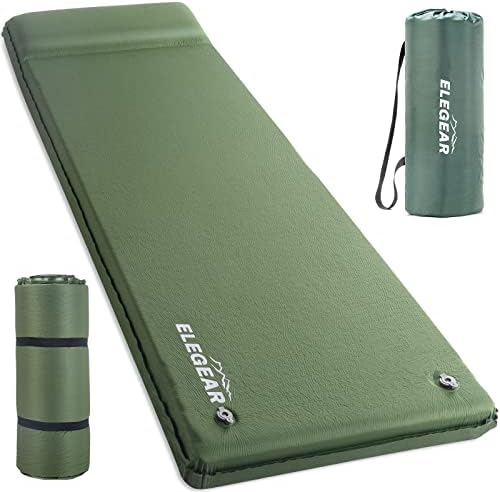 Self-inflating sleeping pad with built-in pillow