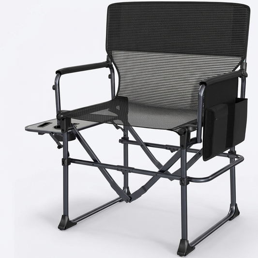 Directors camping chair with side table and cup holder