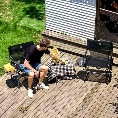 Directors camping chair in use on a deck