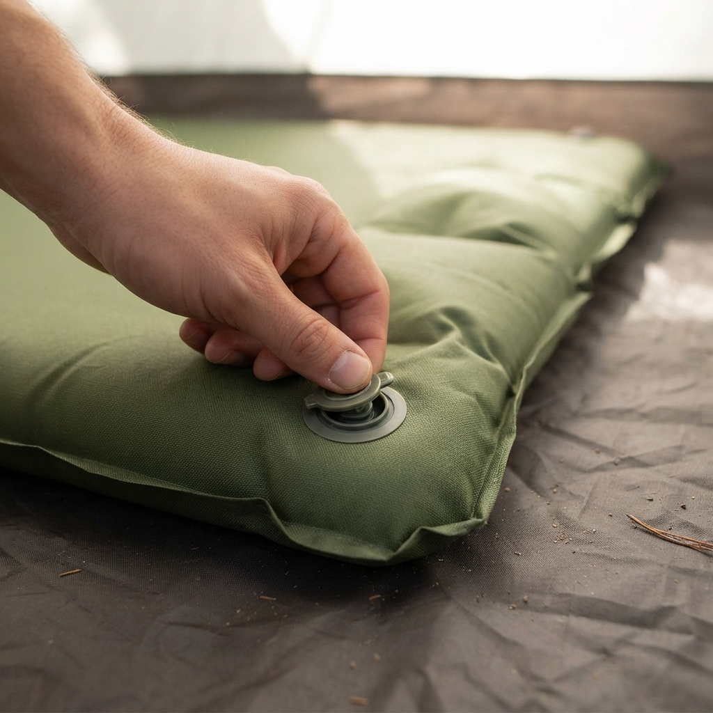 Self-inflating valve close-up
