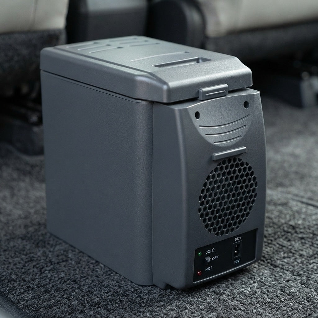 6L car cool box closed and silent in a car footwell