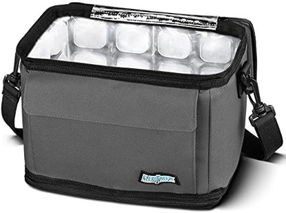Lunch cooler bag open showing the built-in ice panels in the walls