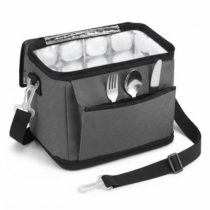 Freezable lunch cooler bag with the shoulder strap and front pocket