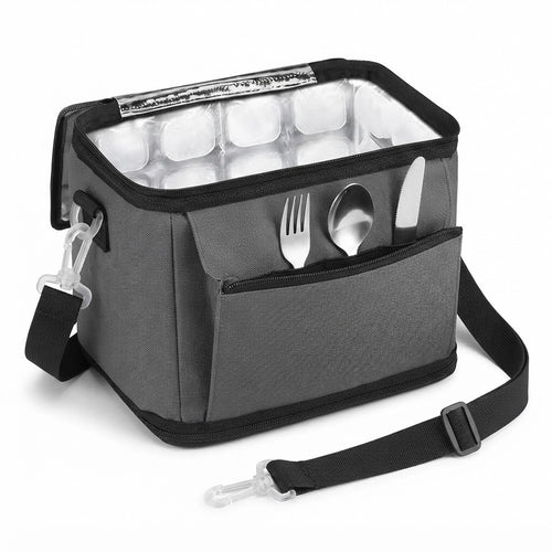 Freezable lunch cooler bag with the shoulder strap and front pocket